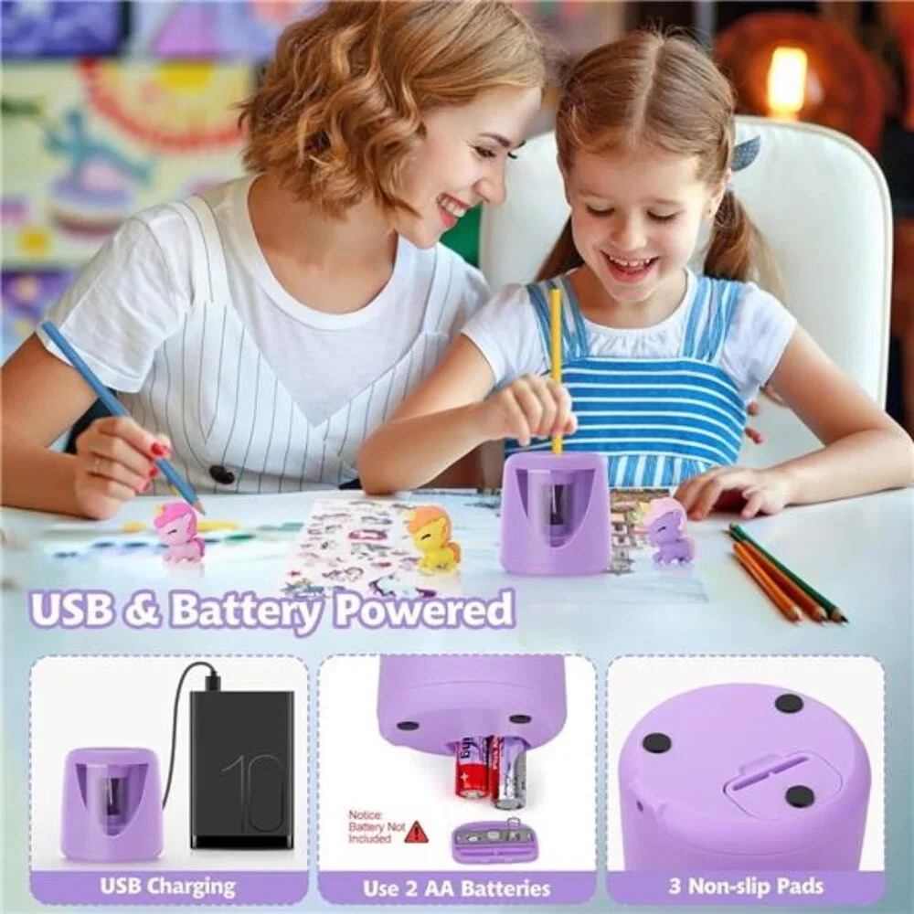 Kids Purple‎ Unicorn Electric Pencil Sharpeners for Home Office School Supplies